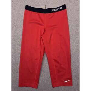 Nike Pro Dri-Fit Capri Yoga Pants Women's Medium Red Stretch‎ Running 637444